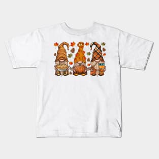 Pumpkin Gnomes Fall Autumn Cute Halloween Thanksgiving Funny Shirt Kids T-Shirt